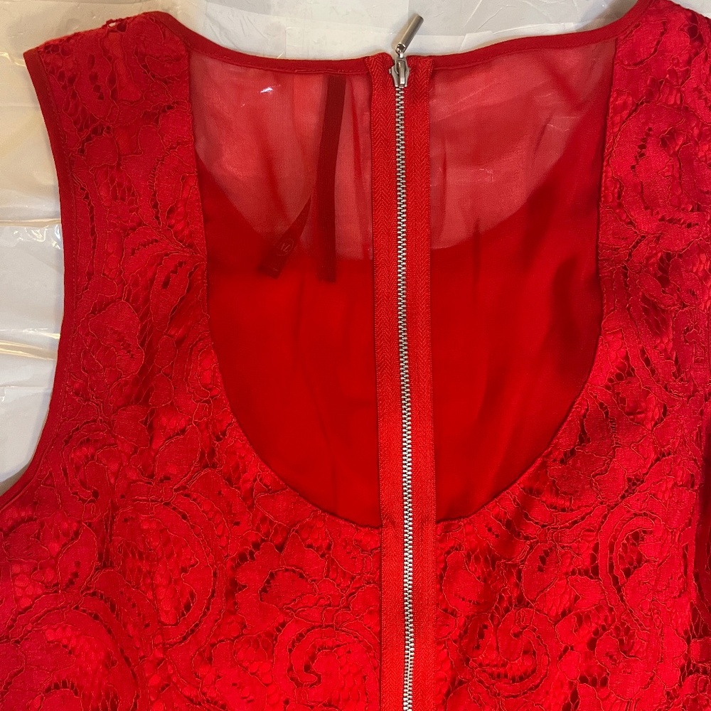 NWT Kensie Paisley Lace Sleeveless Backed Zipper Dress in Rouge Red Size XL - Picture 11 of 16